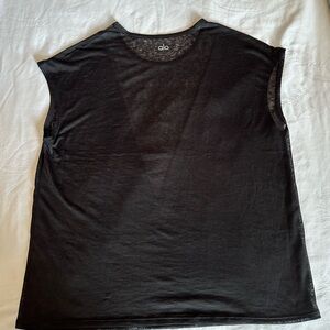 ALO Semi-Sheer Black V-Neck Sleeveless Tank Top